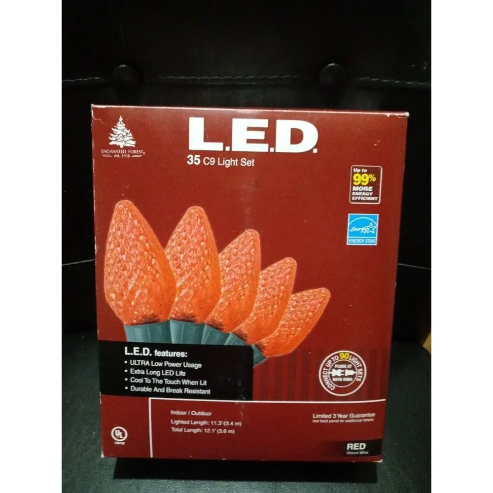 35 LED Christmas Light Set C9 Indoor Outdoor Home Holiday Party String Light RED